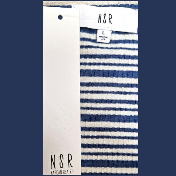 NSR Women's Stripped Ruched Halter Neck Top Size Large - Picture 10 of 14